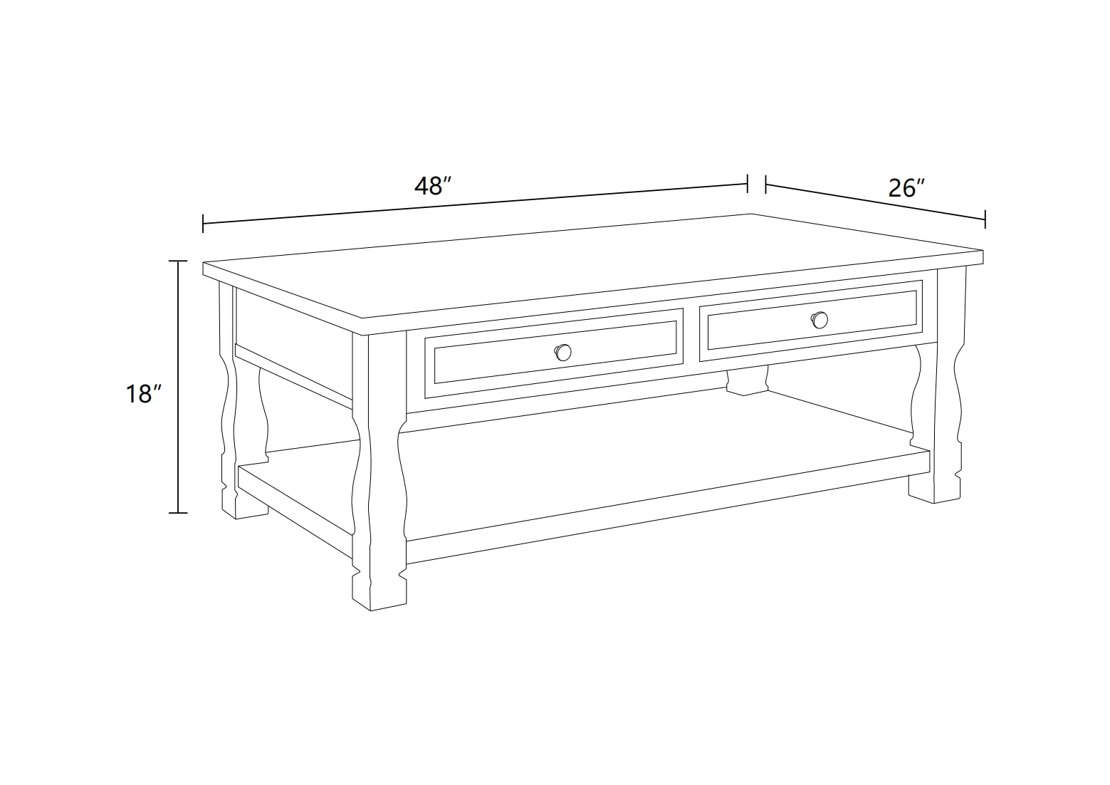 Light Brown MDF Top and White Oak Drawer Living Room Coffee Table