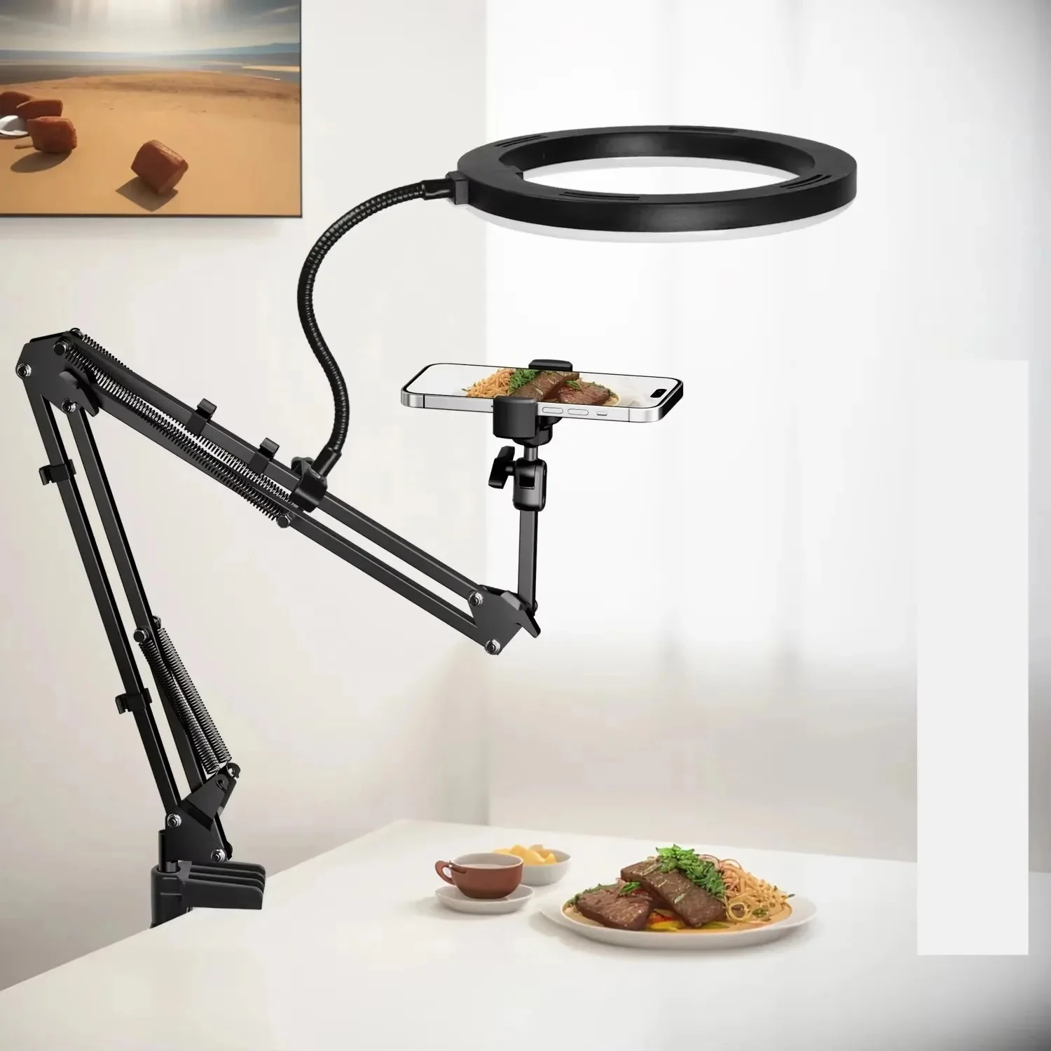 Live standaard mobiele telefoon Professionele bovenverlichting Vaste opnamecamera met instructi-opname Video Selfie Stick - afbeelding 2