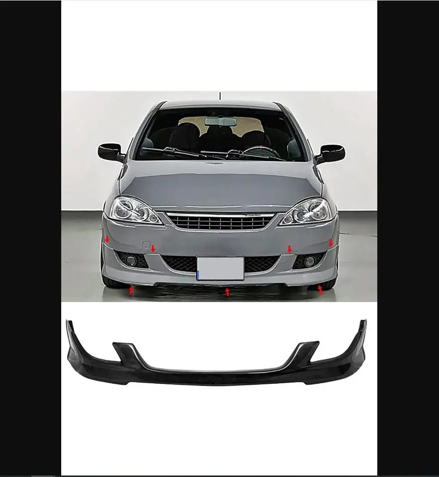 For Opel Corsa C Front Insert Cover Extension Lip 2000 2001 2002 2003 2004 2005 2006 Compatible - Body Kit Racer Rocker Sporty