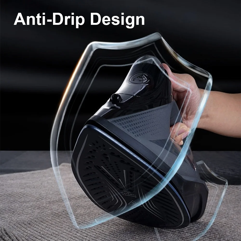 مكواة بخار منزلية بريطانية مكواة معلقة باليد باللون الأسود بقدرة 2200 وات مكواة بخار قوية للسفر للاستخدام المنزلي أثناء السفر