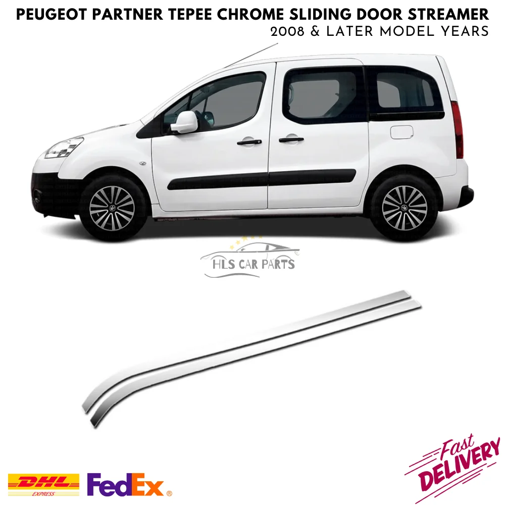 Peugeot Partner Tepee Chrome Sliding Door Streamer 2008 & Later Model Years Chrome Car Accessories Free Shipping