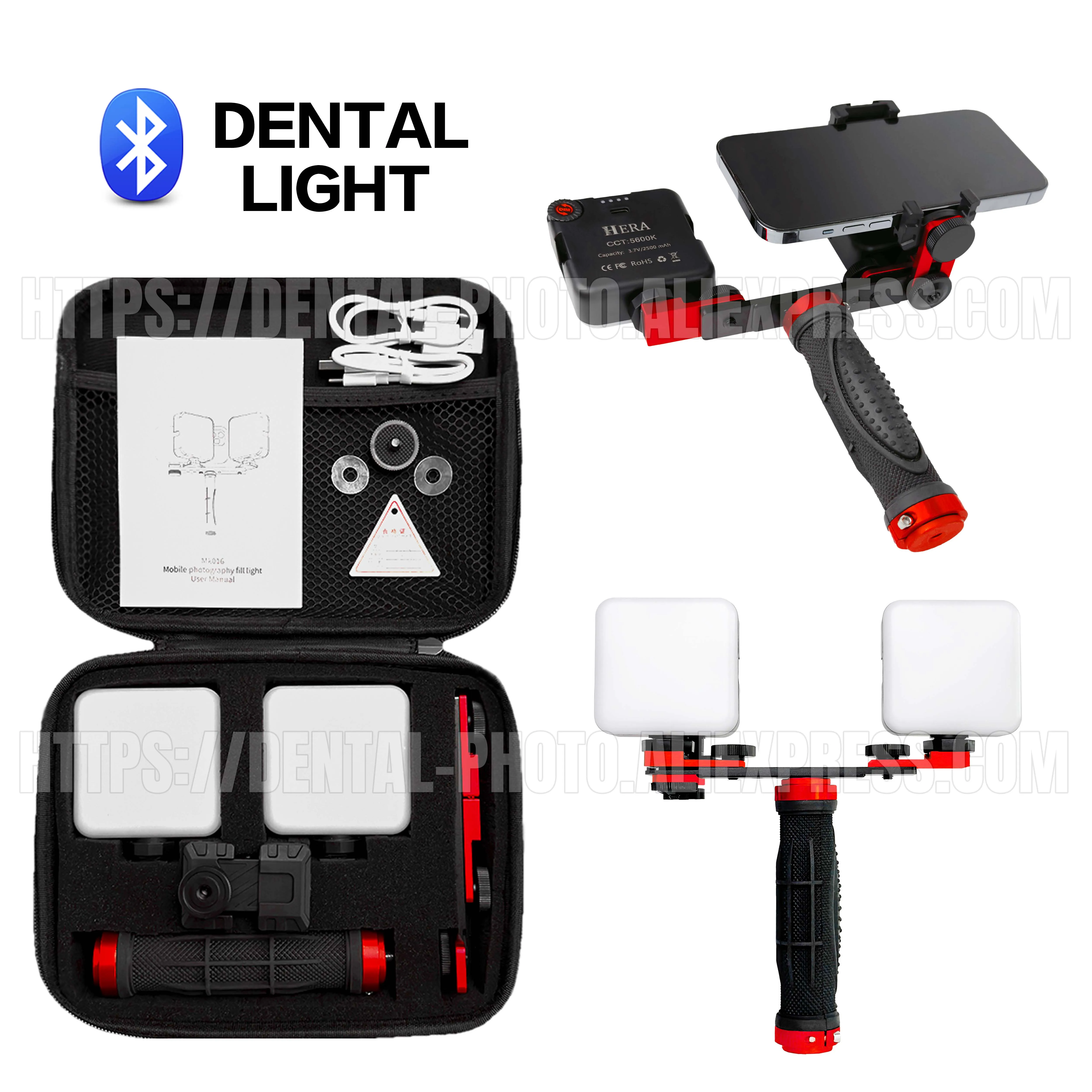 MK016 مصباح LED للتصوير الفوتوغرافي للأسنان 64 مصباح LED 5600K 840Lux مصباح ملء مع حامل هاتف لمطابقة ألوان الفم لطبيب الأسنان ومختبر الأسنان