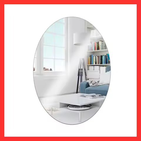 Espelho Oval 30cmx40cm Resistente Flexível Sala Quarto Banheiro Fácil de Instalação
