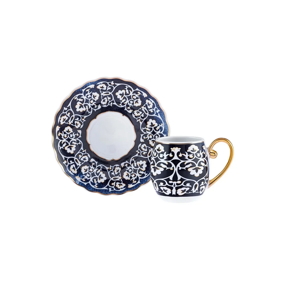 

Navy Blue Gold Detailed Lux Cup Set, Turkish Coffee Cup Set Porcelian Cups Arabic Greek Coffee Set Espresso Latte Mug