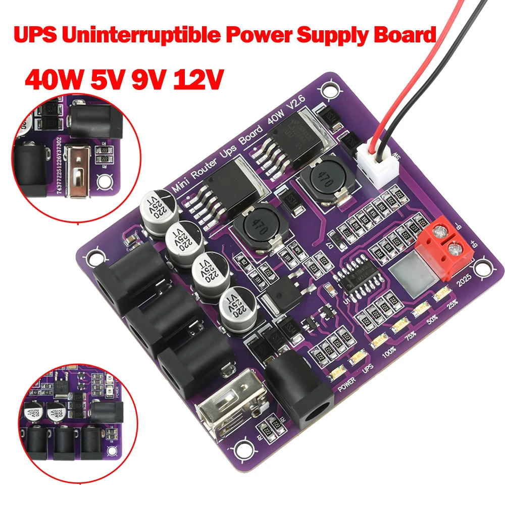 40W UPS Uninterruptible Power Supply Mini Power Module with 4-Channel Output for Router Safe Continuous Operation