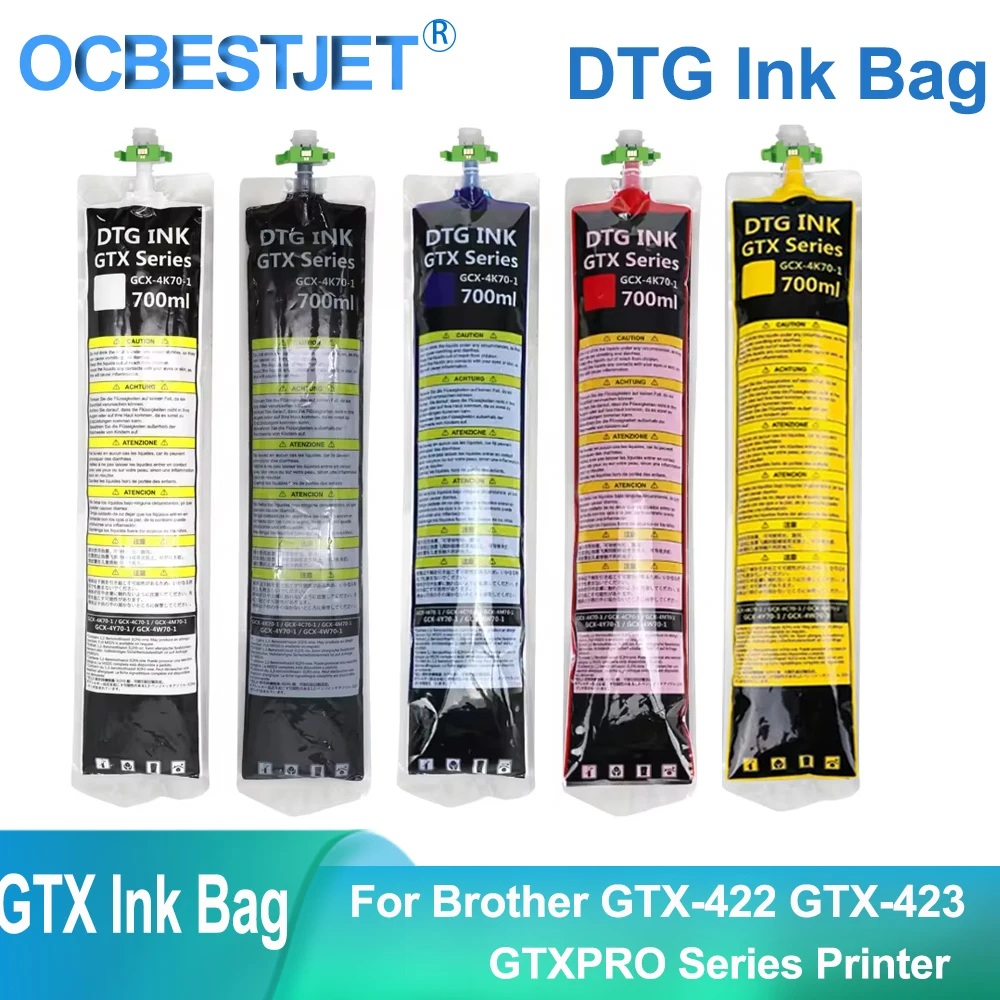 

700ML/bag Brother GTX Ink Bag With One Time Chip Textile DTG White Ink Bag For Brother GTX-422 GTX-GTX423 GTXPRO Printer Printer