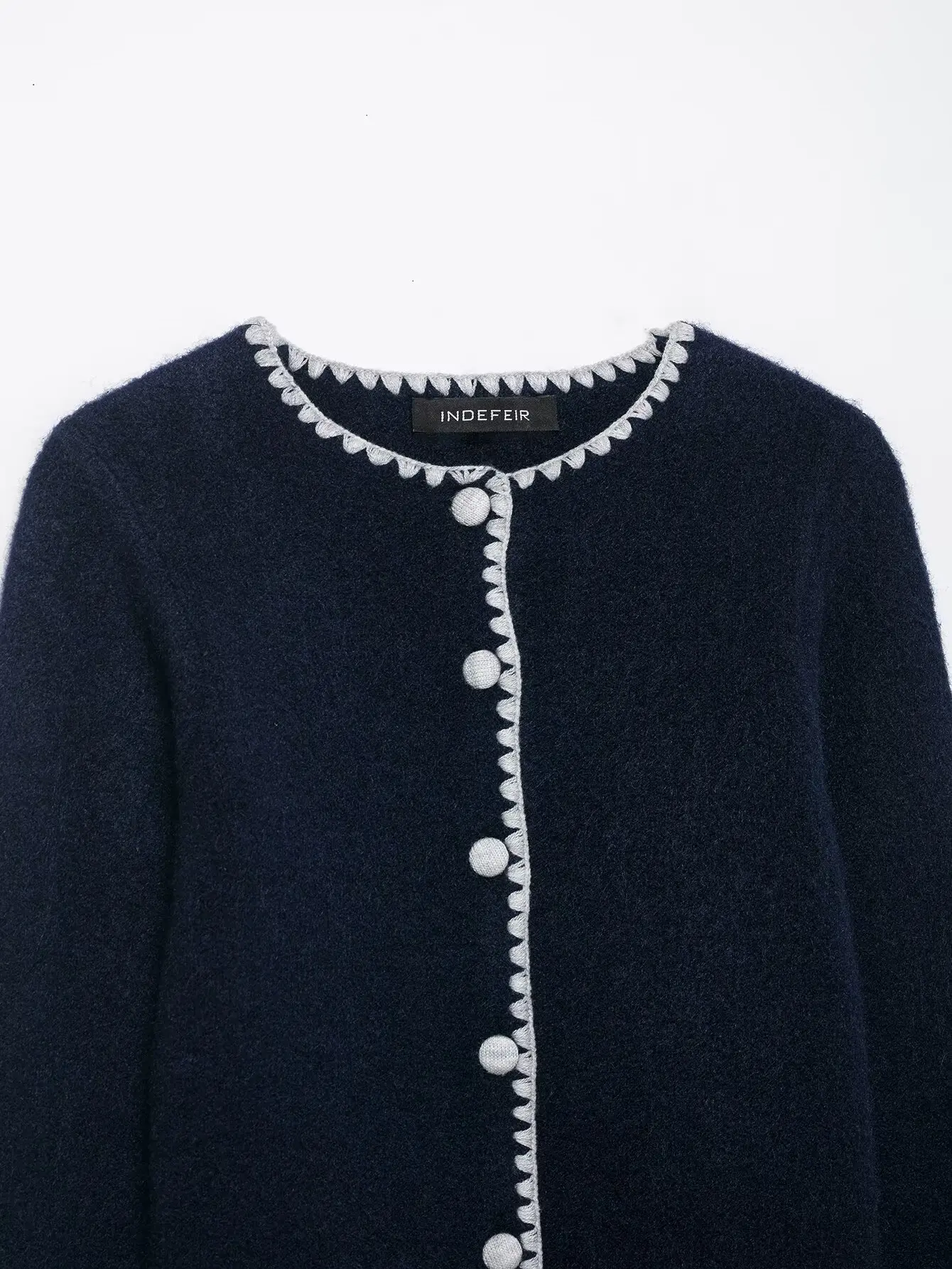 Dames ronde hals single-breasted kleurblok geborduurd gebreid vest, herfst casual slim fit gebreid kort jasje