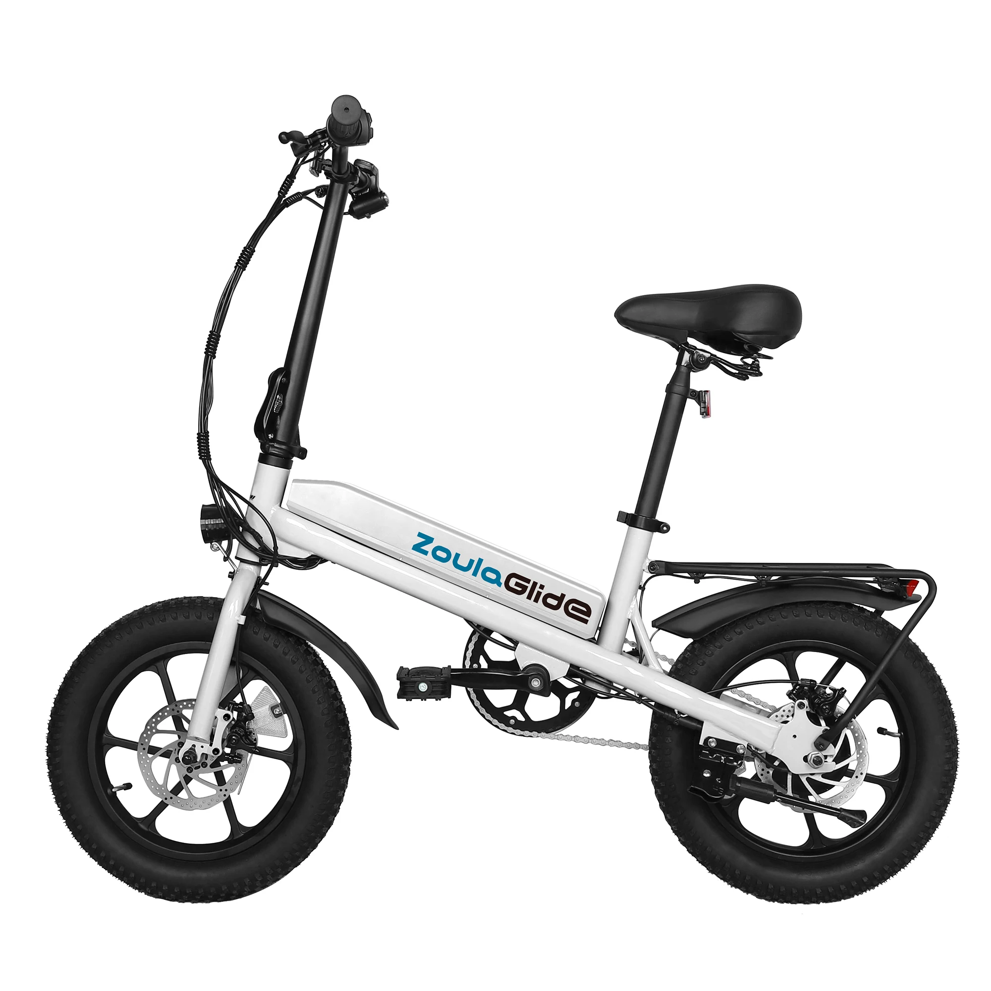 ZoulaGlide Electric Bike with a 350W Brushless Motor, Offering a 36V/7.8AH Removable Battery, 25MPH Dual Disc Brakes, 16-Inch X 3.0-Inch Wide Tires, Adjustable Stem, Foldable, and a Comfy Seat for Adults (Peak 500W).It Weighs 21kg,Has a Range of 30 Miles