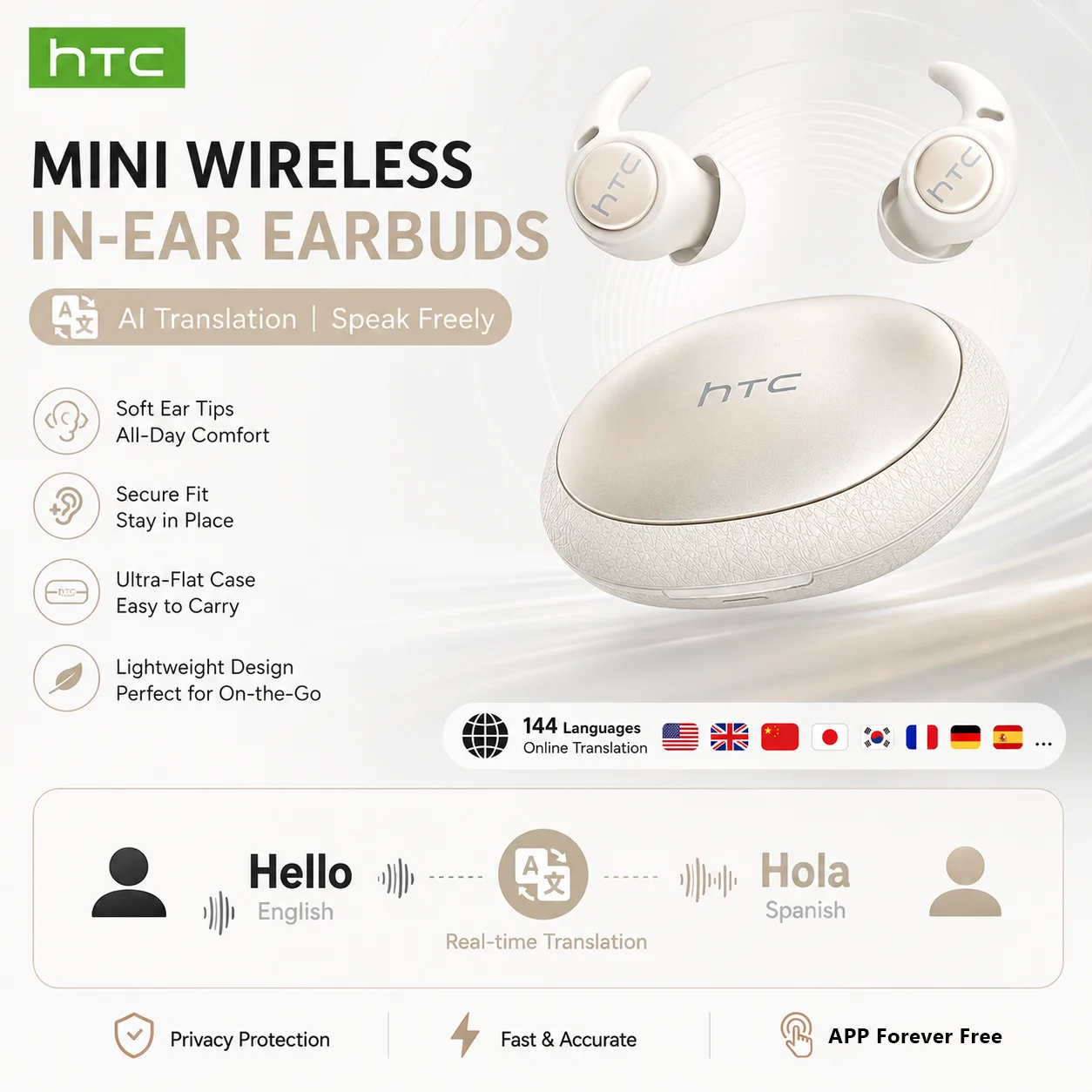 NE76: Bluetooth-Kopfhörer mit KI-Übersetzer, weichen neuen Ohrstücken, Bluetooth 6.0, ultradünn – ideal für Seitenschläfer.