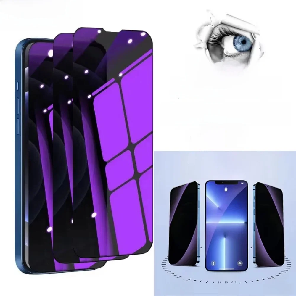 NNBILI 1–3 Stück Anti-Blaulicht-Sichtschutz aus gehärtetem Glas für iPhone 15, 16, 14, 13, 17 Pro Max, Augenschutz, klarer Displayschutz ﻿