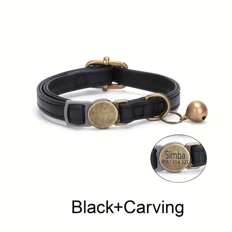 Maßgefertigtes Katzenhalsband aus PU-Leder, Sicherheits-Breakaway-Halsband für Kätzchen und Welpen, Anti-Verlust-Halsband für Katzen, Kostenlose Gravur – Detail 8