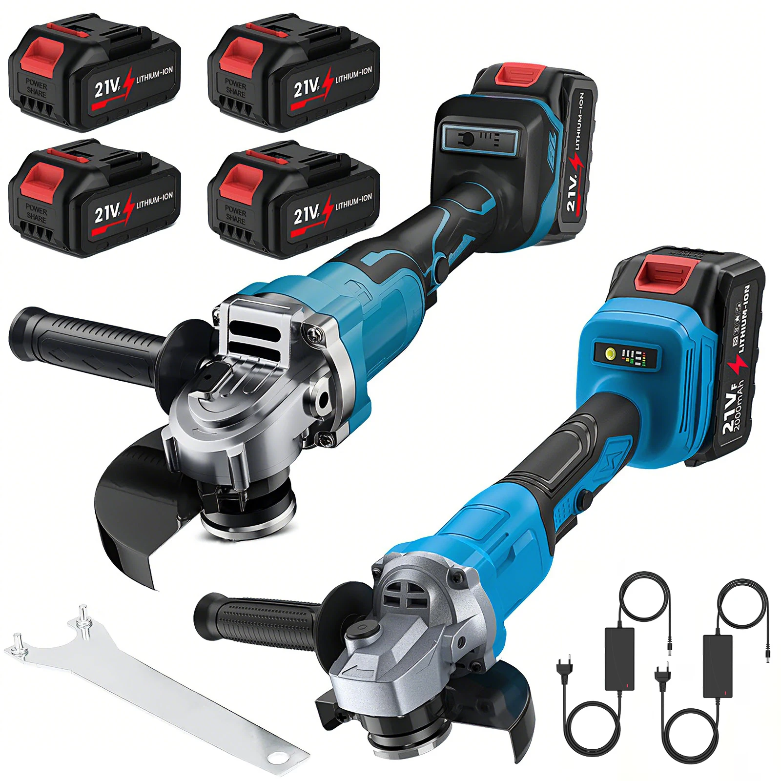 Ensemble de meuleuse d'angle sans brosse 2 pièces 21V 125MM-outil électrique sans fil pour atelier à domicile coupe polissage meulage