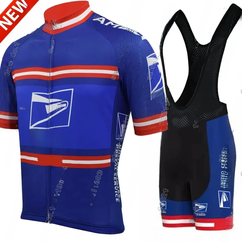 AliExpress NONE USA-Postal cycling Jersey 2024 Set National Team Clothing Men Blue Road Bike Shirt Suit Bicycle Bib Shorts Skull Ropa Maillot