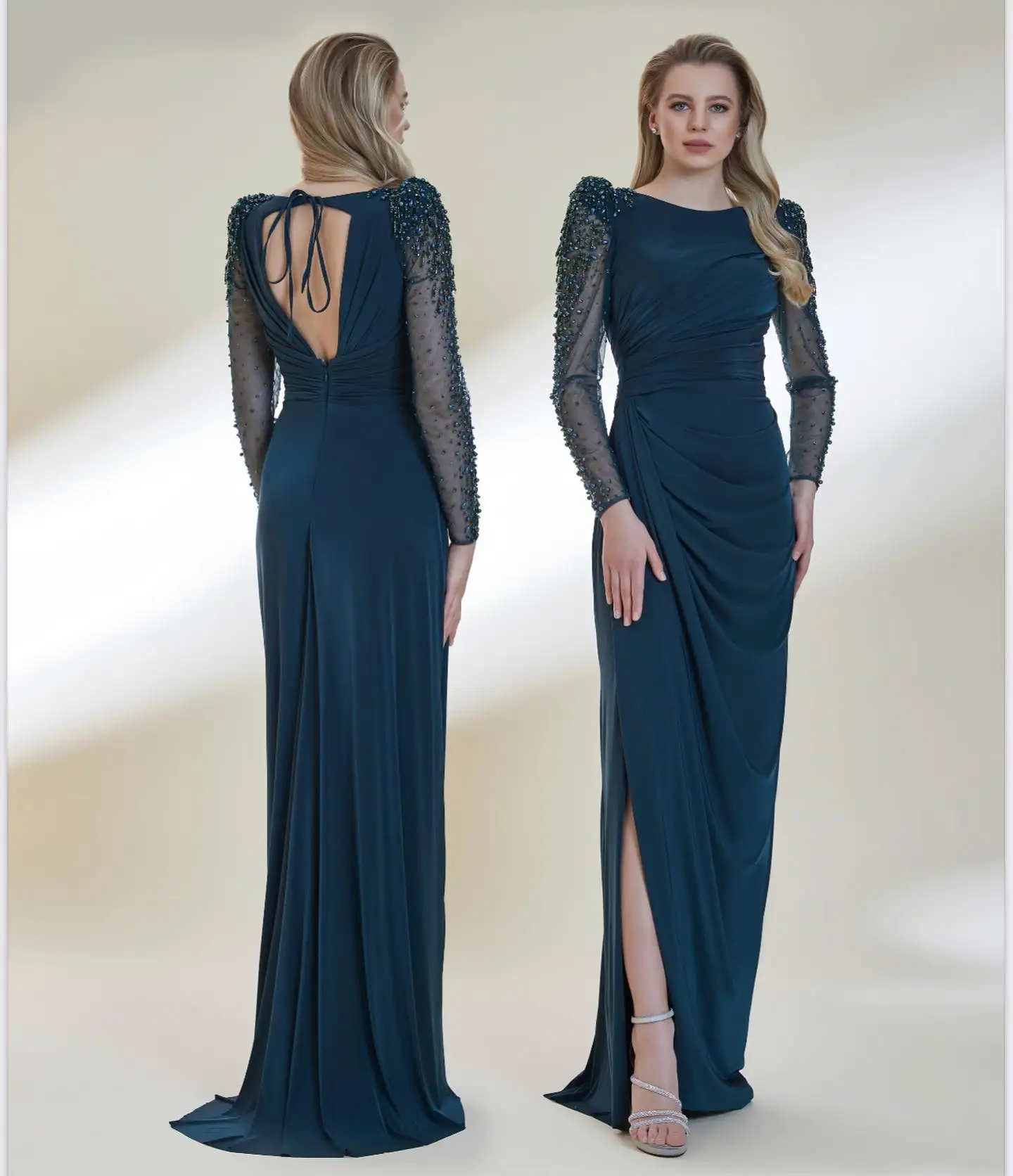 Customized Prom Dresses Retro Elegant Bateall Sheath Beading S Formal Occasion Gown Vestido Feminino Festa Luxo Robe Femme Soiré