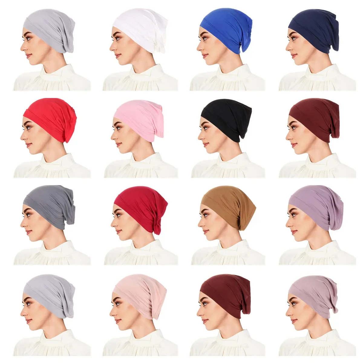 Mode musulman Hijab casquettes solide sous-écharpe femmes voile Modal coton Hijab musulman écharpe Turbans tête femmes Hijabs chapeau islamique