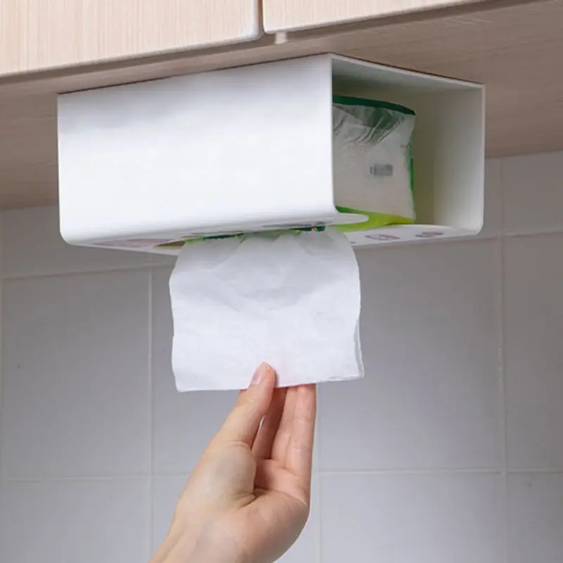 ❤ Same-Day Shipping in Korea ❤ Wall Mounted Tissue Box.  No-Drill Adhesive Case, Versatile Storage Hook, Shelf Decor for Kitchen Towels, Kitchen Interior Decor Kitchen Towel Case  tissue case Storage Box  Holder