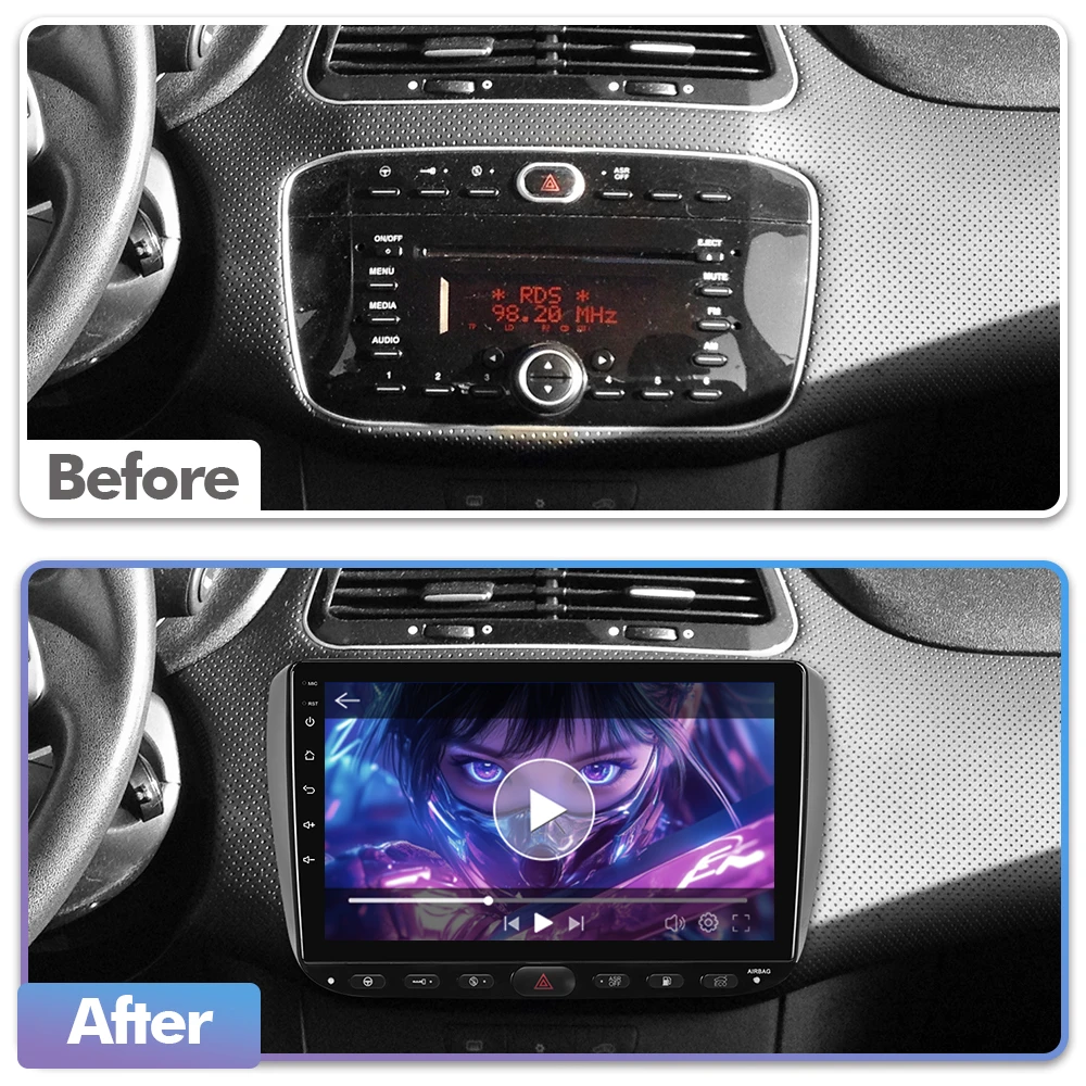 ISUDAR T57 Android 15 Radio For Fiat Linea Punto evo 2012-2015 Multimedia Player CarPlay Android Auto Head Unit Camera Stereo