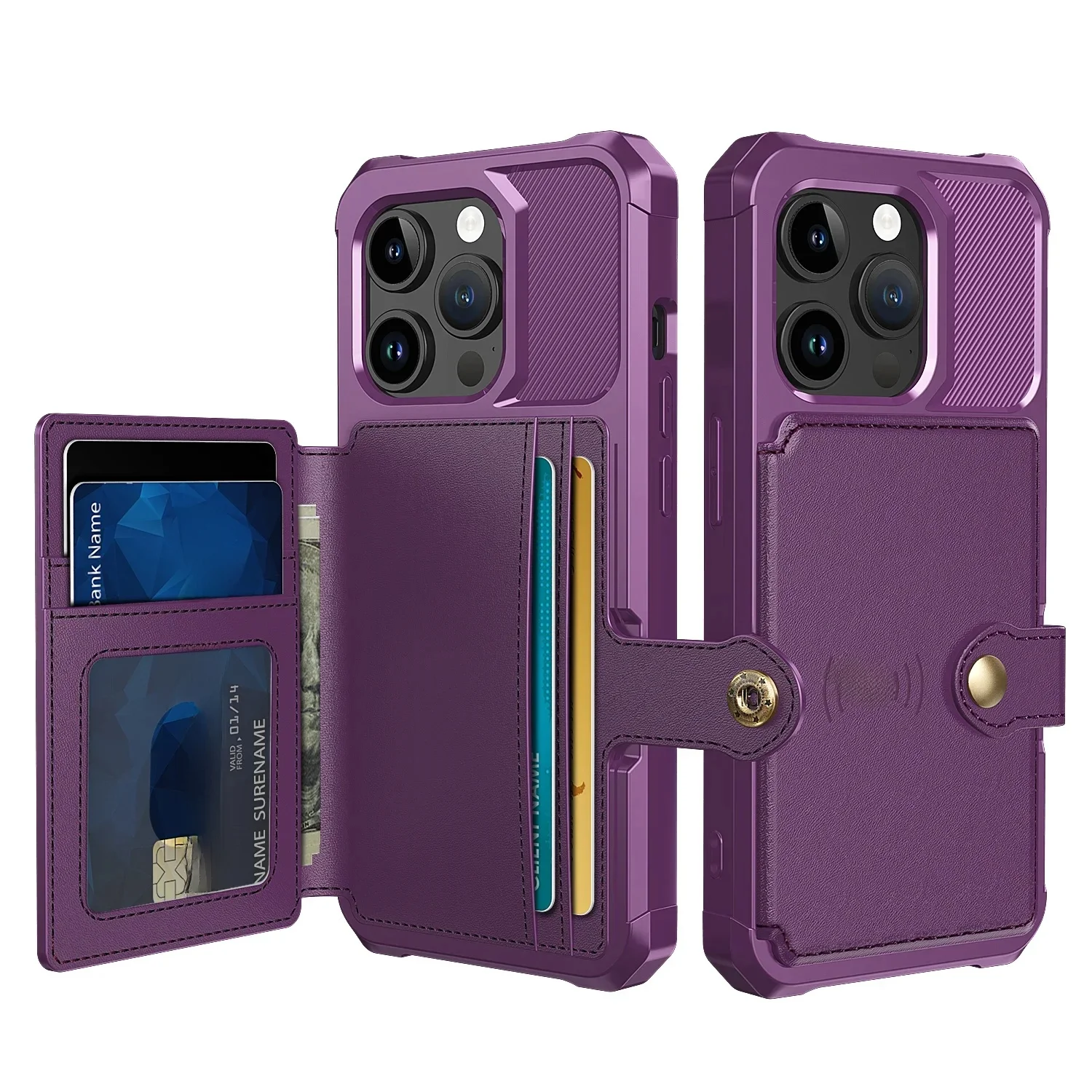 Magnetyczne etui portfel ze skóry na iPhone 15 Plus 16 17 Pro Max Air 14 13 12 11, odporne na upadki, z kieszenią na karty i uchwytem. — zdjęcie produktu 7