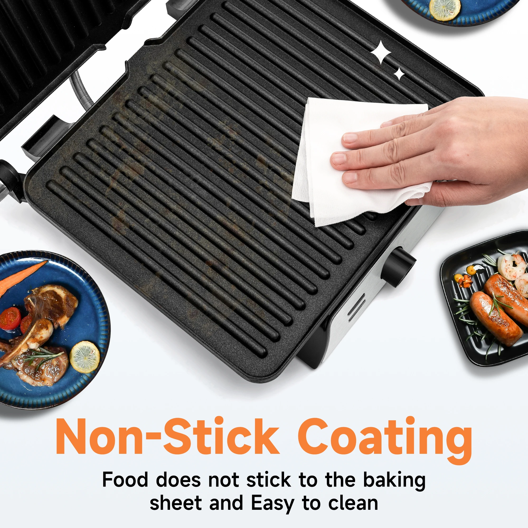 Stainless Steel Electric Panini Press & Sandwich Maker