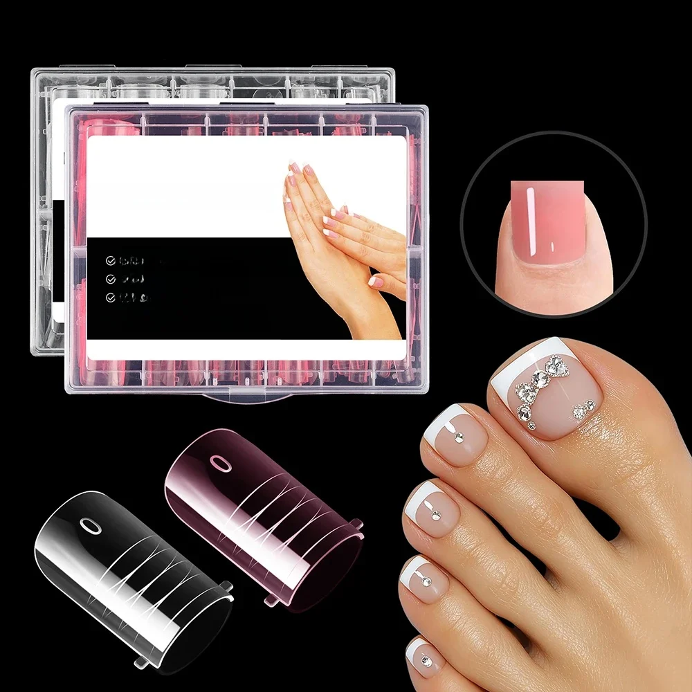 MOWOT nouveau 120 pièces orteil ongles double formes couverture complète construction rapide Gel moule ongle acrylique Extension d'ongle formes supérieures outils de manucure