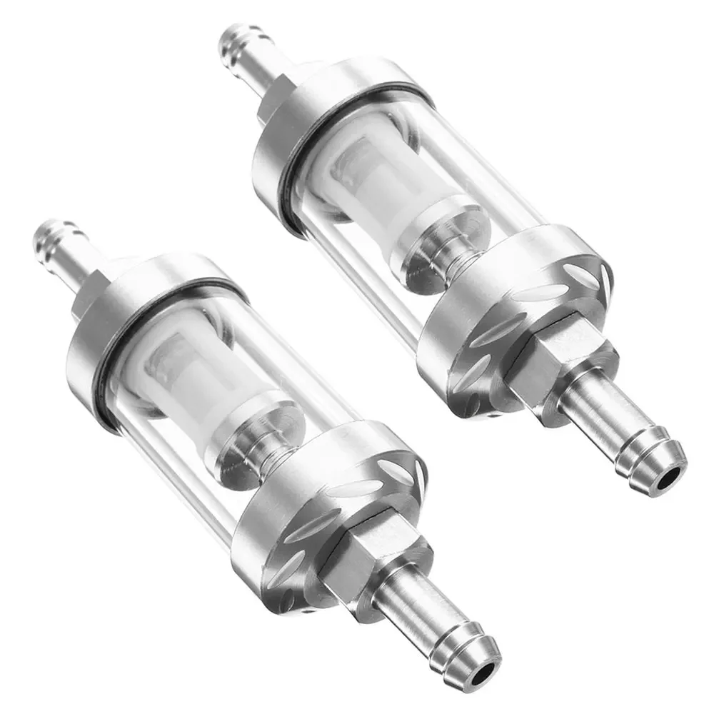 AliExpress NONE Universal 8mm CNC Aluminum Alloy Glass Motorcycle Gas Fuel Gasoline Oil Filter Moto Accessories For ATV Dirt Pit Bike Motocross