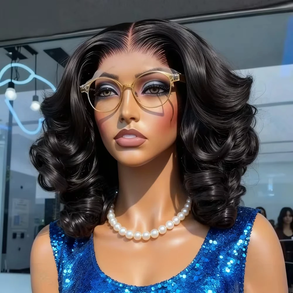 

Body Wave Short Bob Wigs Pre Plucked 200% Density 13x4 HD Transparent Lace Frontal Wig Human Hair For Women
