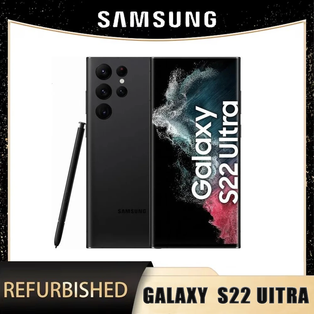 هاتف Samsung Galaxy S22 Ultra، 5G الذكي، مجدد، Android AI، 6.8 بوصة، قلم S، 8G + 128، متطلبات ممتازة، شهادة