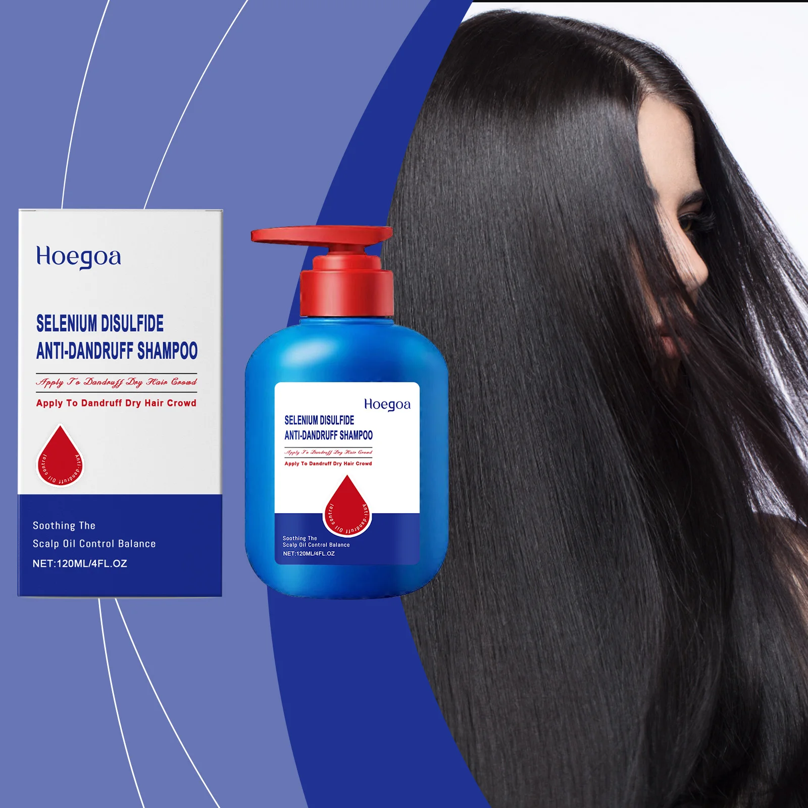Hoegoa 120ml Selenium Sulfide Shampoo Anti Dandruff Deep Cleansing Reduce Scalp Itchy Smooth Hair Wash Fluffy Hair Shampoo