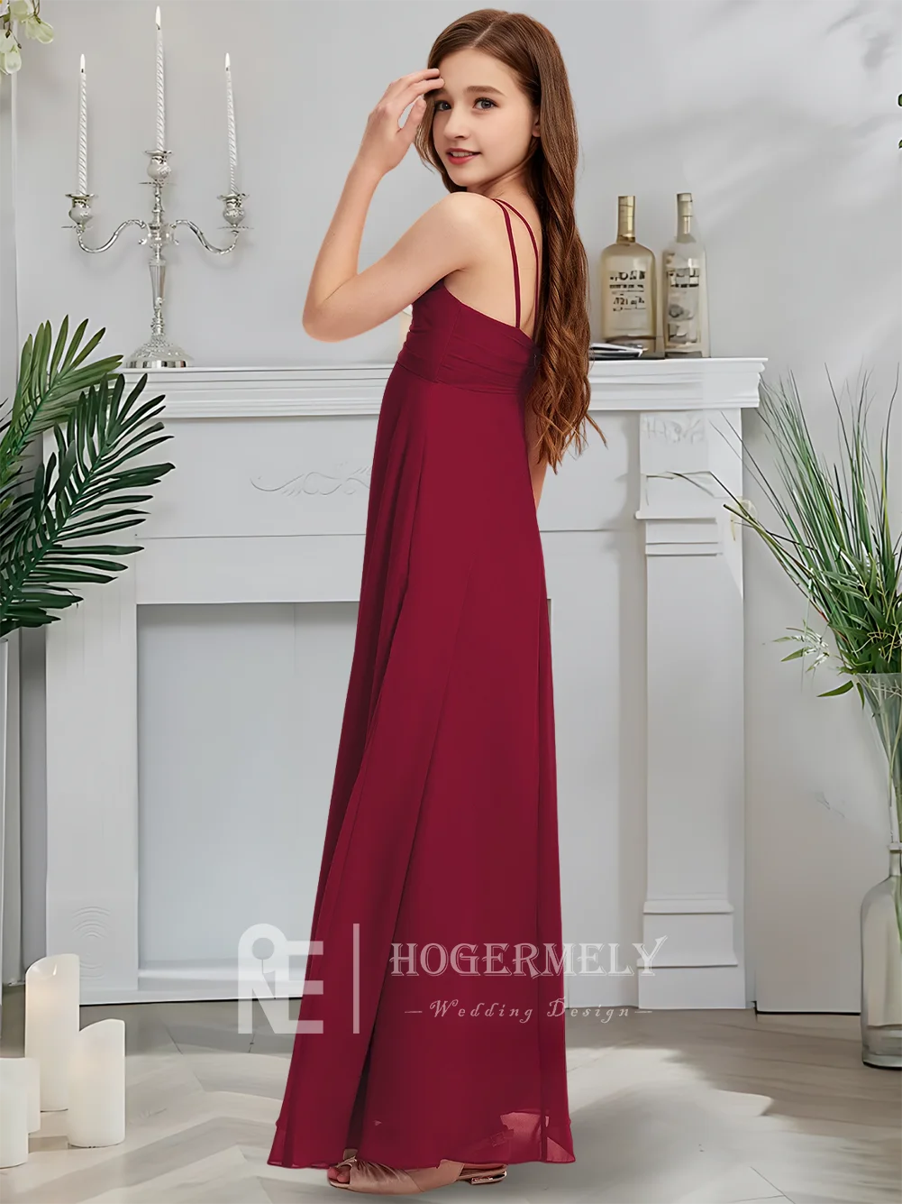 Роскошное платье подружки невесты с v-образным вырезом, платье русалки с цветочным узором для девочек, шифоновое платье длиной до пола с каскадными оборками, свадебное платье