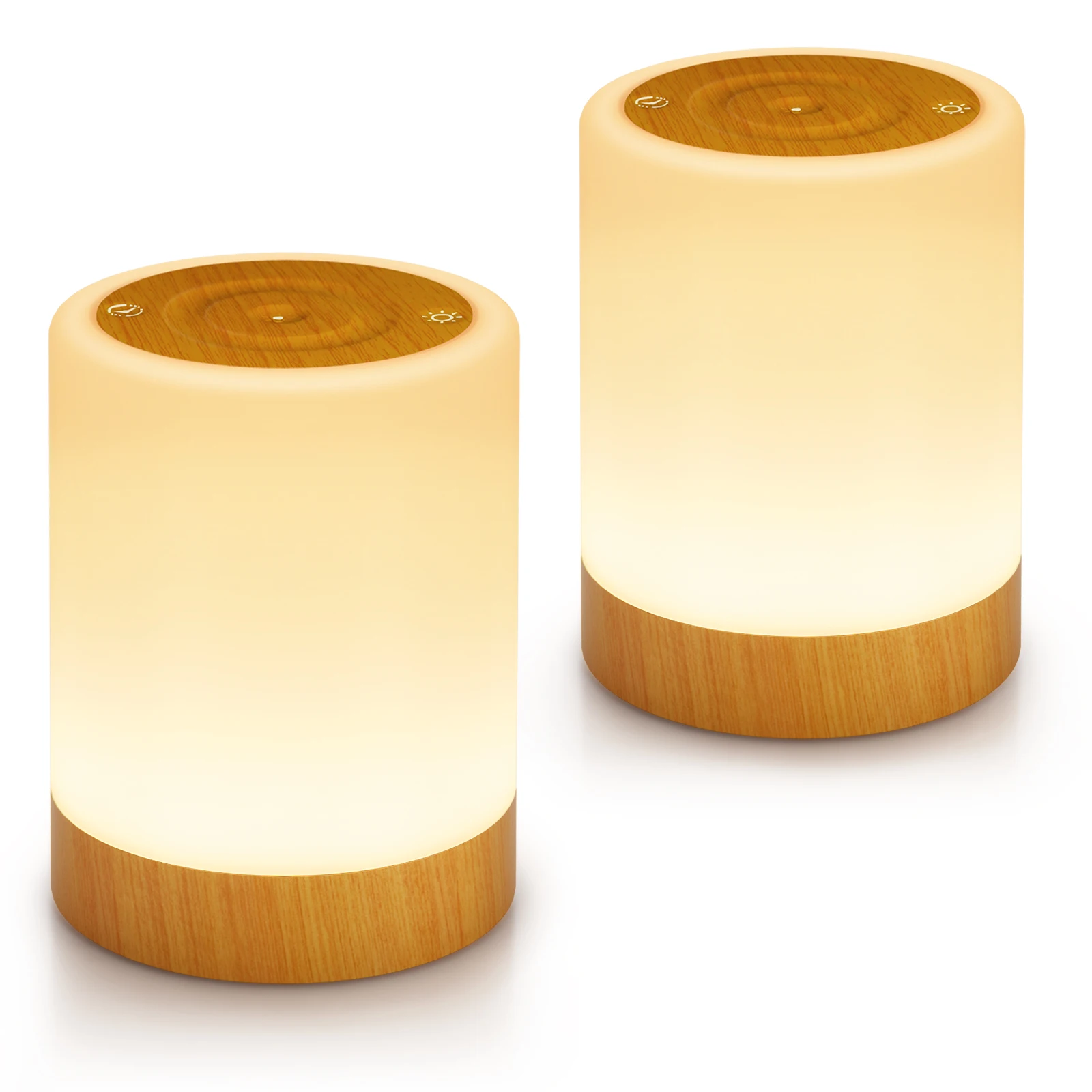 Lureshine 2-pack RGB-nachtlamp met aanraakbediening en kleurverandering, 13-inch draagbare dimbare USB-oplaadbare tafellamp met 1800mAh batterij voor decoratieve verlichting in de slaapkamer