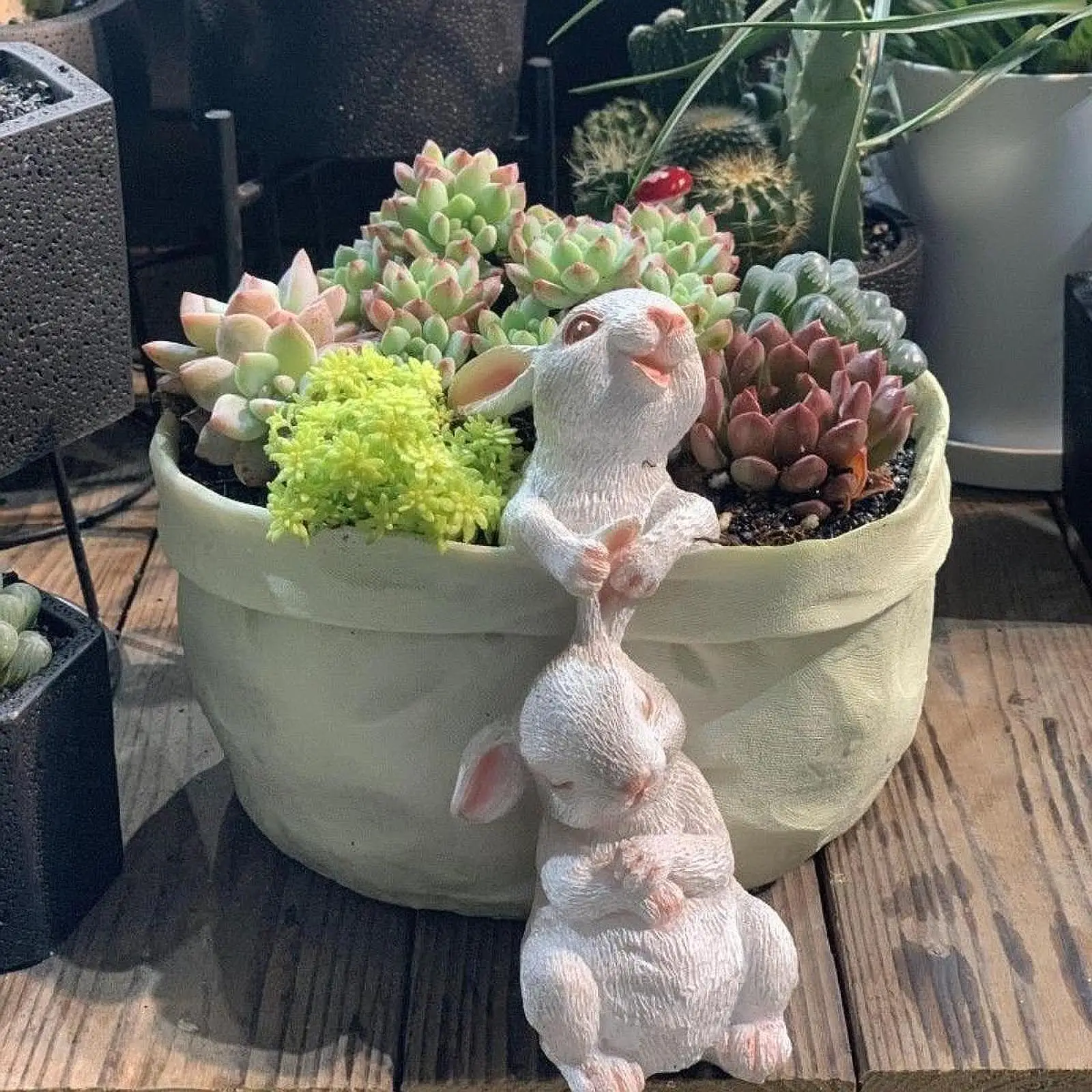 

Креативный забавный мультяшный кролик, цветочный горшок, горшок для растений, милый полимерный кролик, статуя, кашпо, орнамент, аксессуар для украшения домашнего рабочего стола