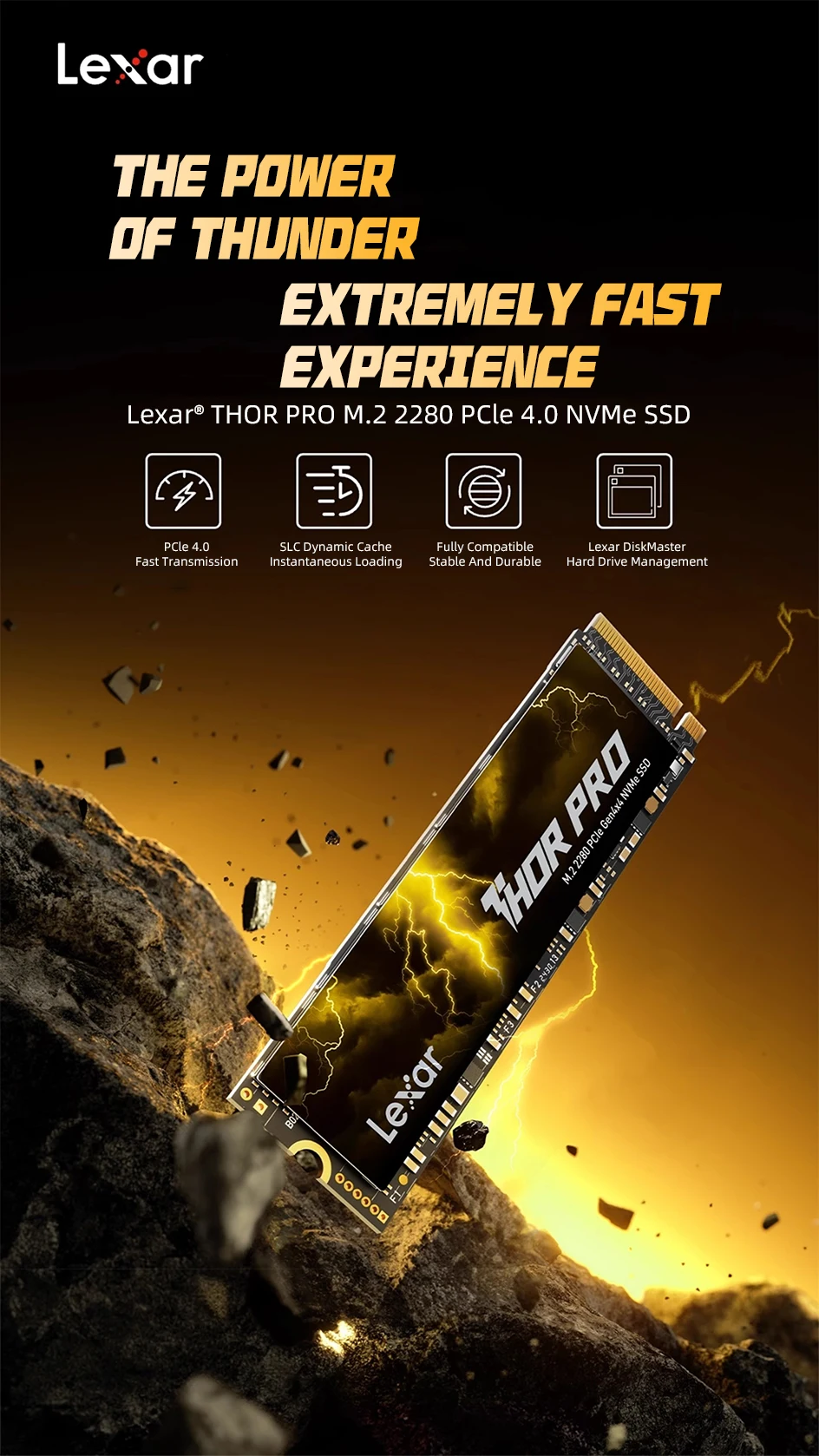 Lexar THOR PRO SSD 7000 MB/s PCIe 4.0x4 NVMe M.2 2280 512 GB 1 TB 2 TB 4 TB interne Solid-State-Festplatte für PC – Detail 1