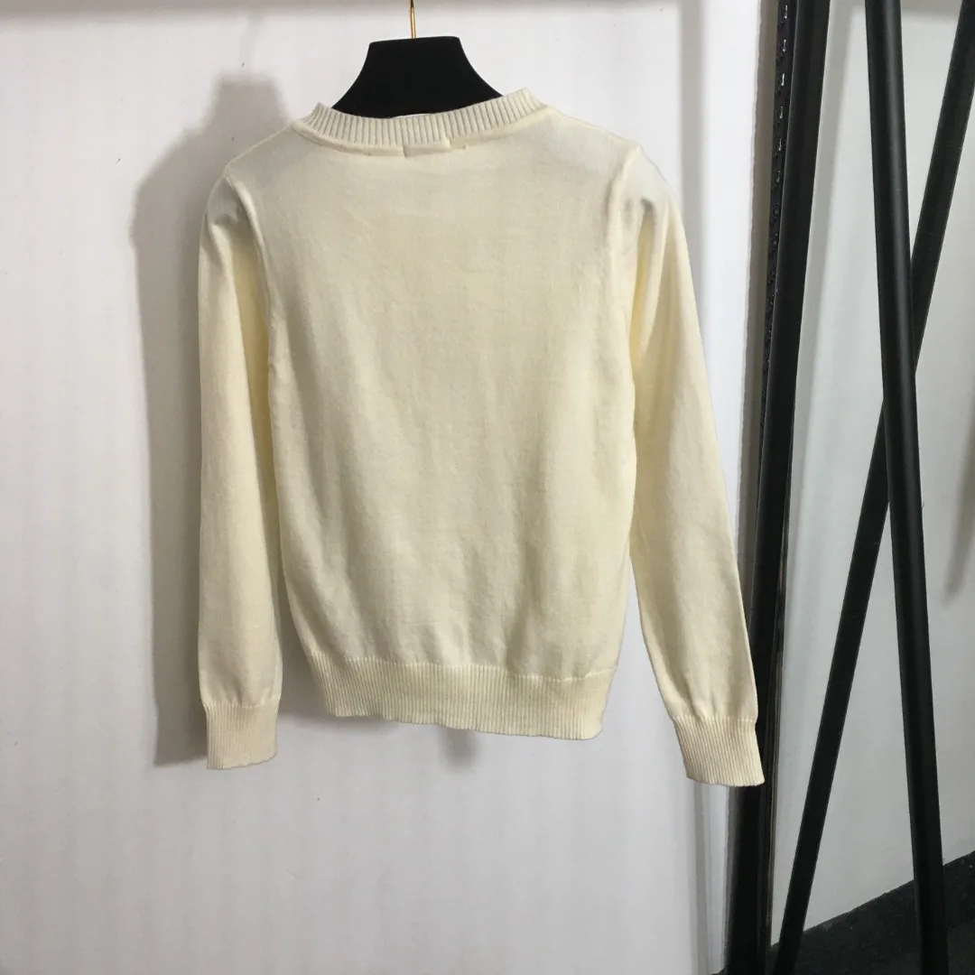 

2025 Early Autumn/Spring/Summer Knitted Suit Letter Round Neck Long Sleeve Knitted Cardigan Pleated Short Skirt Graphic T-shirt