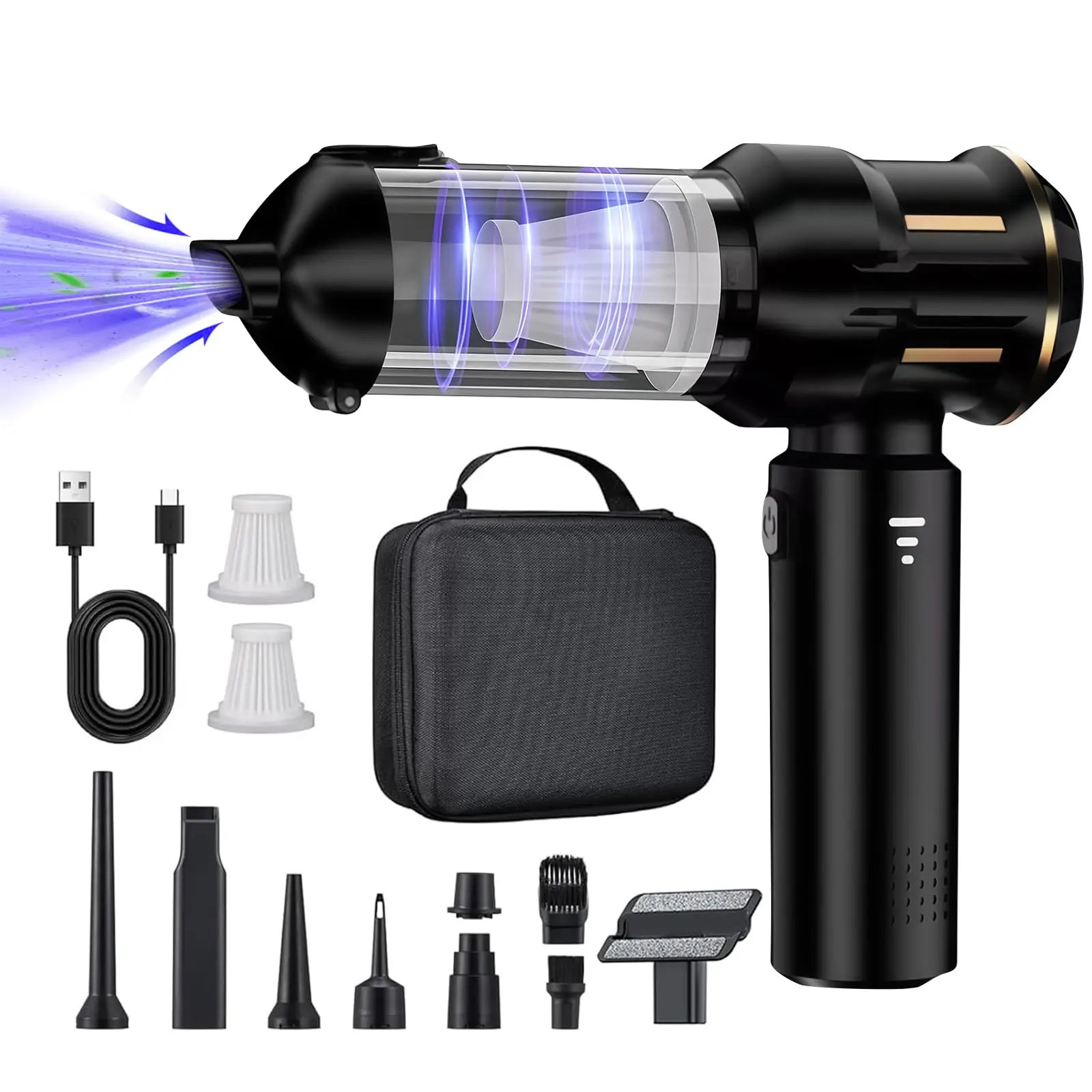 Aspiradora de mano inalámbrica, aspiradora de 22000PA para coche con función de soplado, aspiradora recargable y mini aspiradora para PC, teclado
