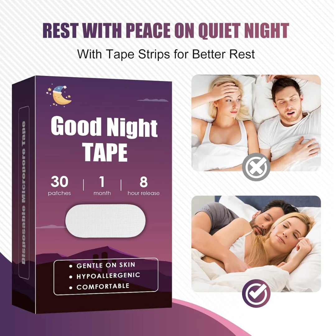 Mouth Tape for Sleep Anti Snoring Mouth Strips Men & Women Allergenic Medical Grade Nose Breathable Strips Reduce Mouth Dryness