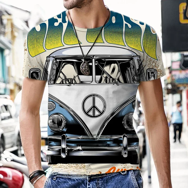 Oldtimer Grafiken 3d Harajuku Print Vintage Herren Casual Sports Mode übergroße Rundhals ausschnitt