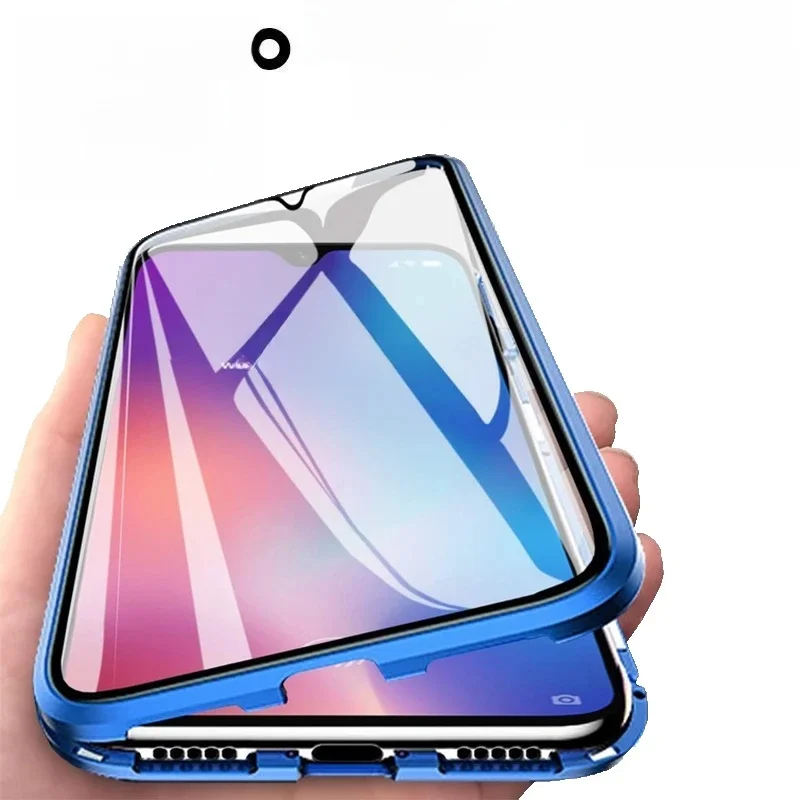 Metalowe magnetyczne etui na telefon Samsung A57 A37 A56 A36 A16 A55 A35 A15 A54 A52 4G 5G 360 ° Pełna ochrona, dwustronna szklana osłona — zdjęcie produktu 7