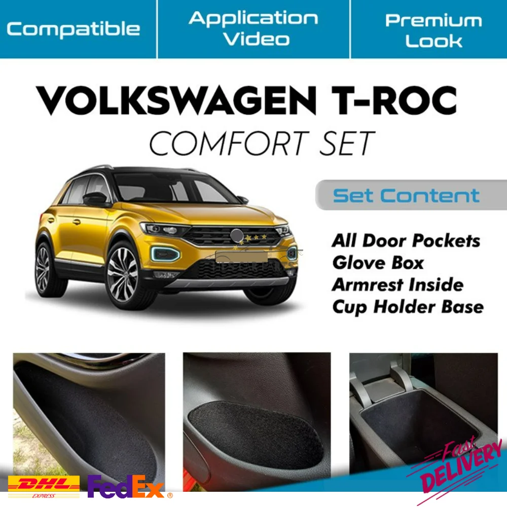 For Volkswagen T-ROC, Self Adhesive -Laser Cut Fabric Acoustic Insulated Car Vibration Isolation, Noise Muffler Free Shipping