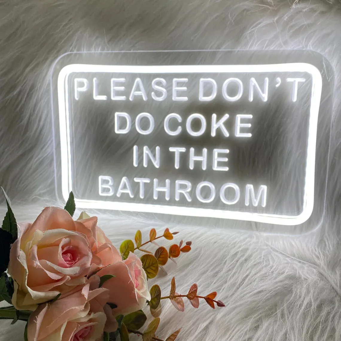 

Please Don't Do Coke In The Bathroom Neon Sign, Wall Decor for Home Room, Engrave Neon Sign Bathroom Art, Led Night Light