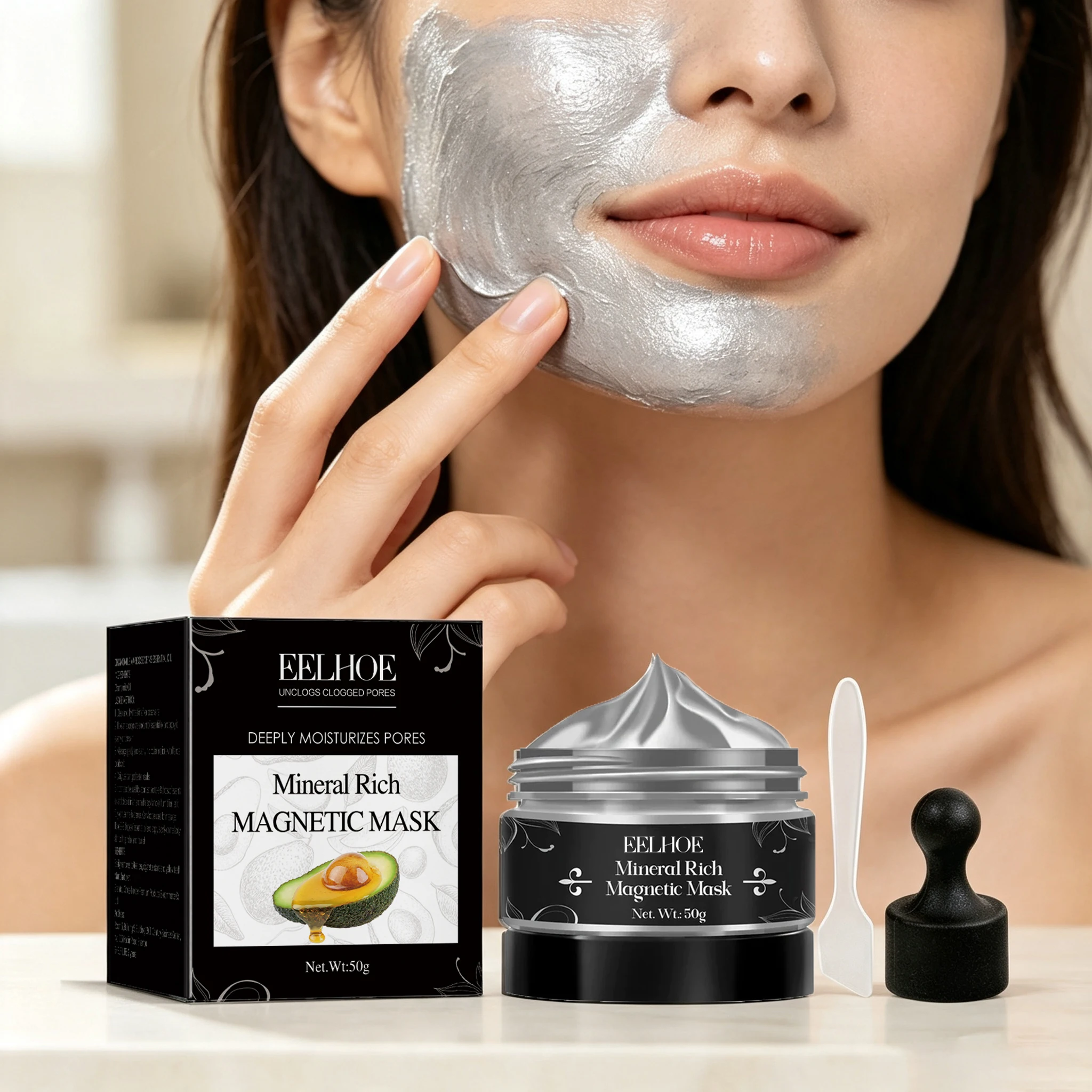 50g Avocado Oil Face Clay Mask Deep Moisturizing Enhance Smoothness Blackhead Removal Improve Skin Texture Oil Control Acne Care Face Clay Mask