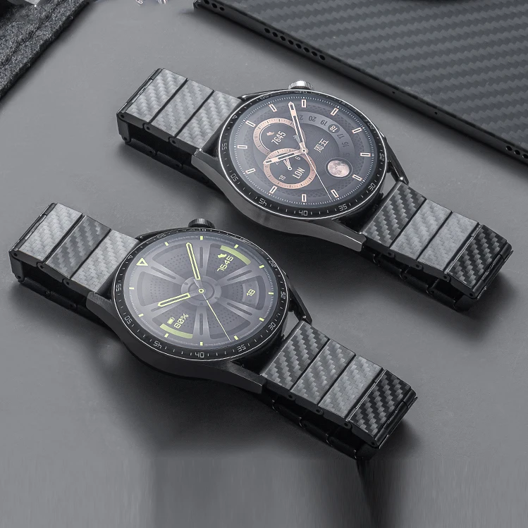 

20 22mm Strap for Samsung Galaxy Watch 3 4 46mm 42mm 44/40 Active2 Carbon Fiber Pattern Bracelet for Huawei GT2 Amazfit GTR2