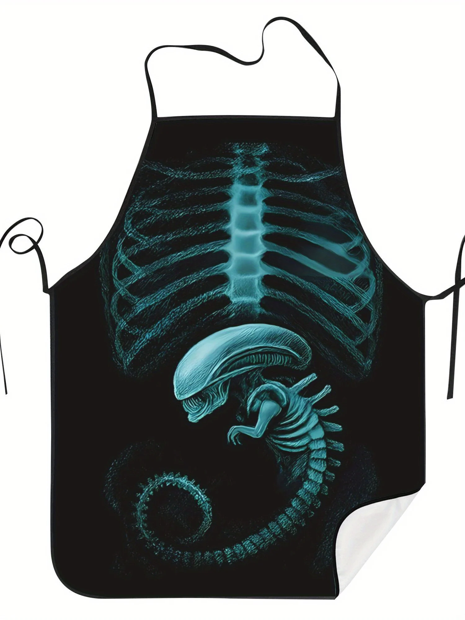 

Фартук с забавным рисунком насекомого, обнимающего лицо, и скелета с рентгеновским изображением грудной полости, в ретро-стиле, унисекс, подходит для рукоделия, выпечки, рисования, уборки, приготовления пищи, для поваров, официантов, кафе, ресторанов, бар