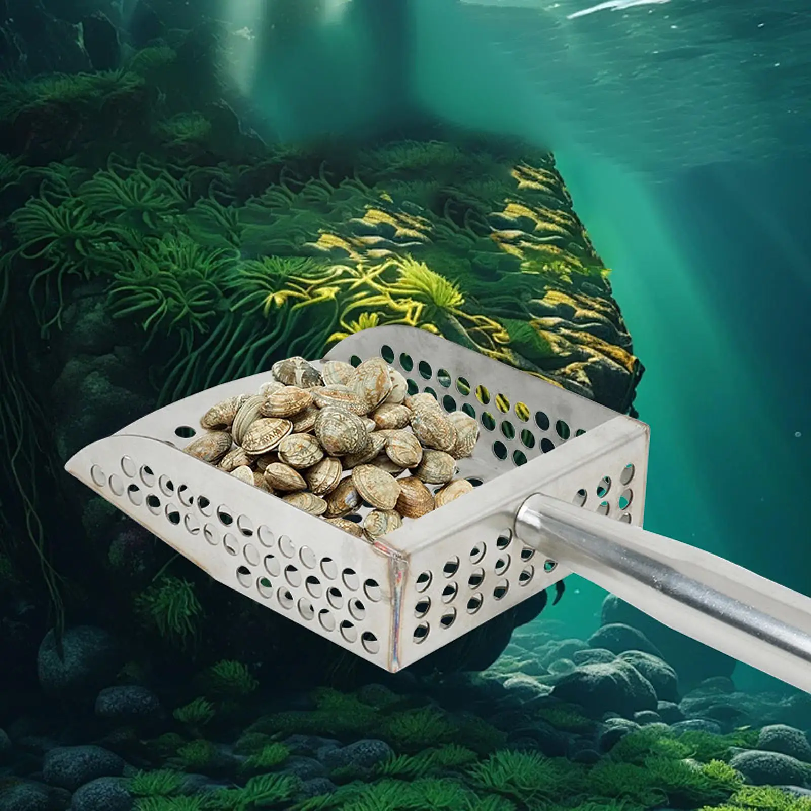 Stainless Steel Sand Scoop Sand Sifter Shovel Treasure Detecting Gold Detector Hunting Tool for Metal Detecting Underwater