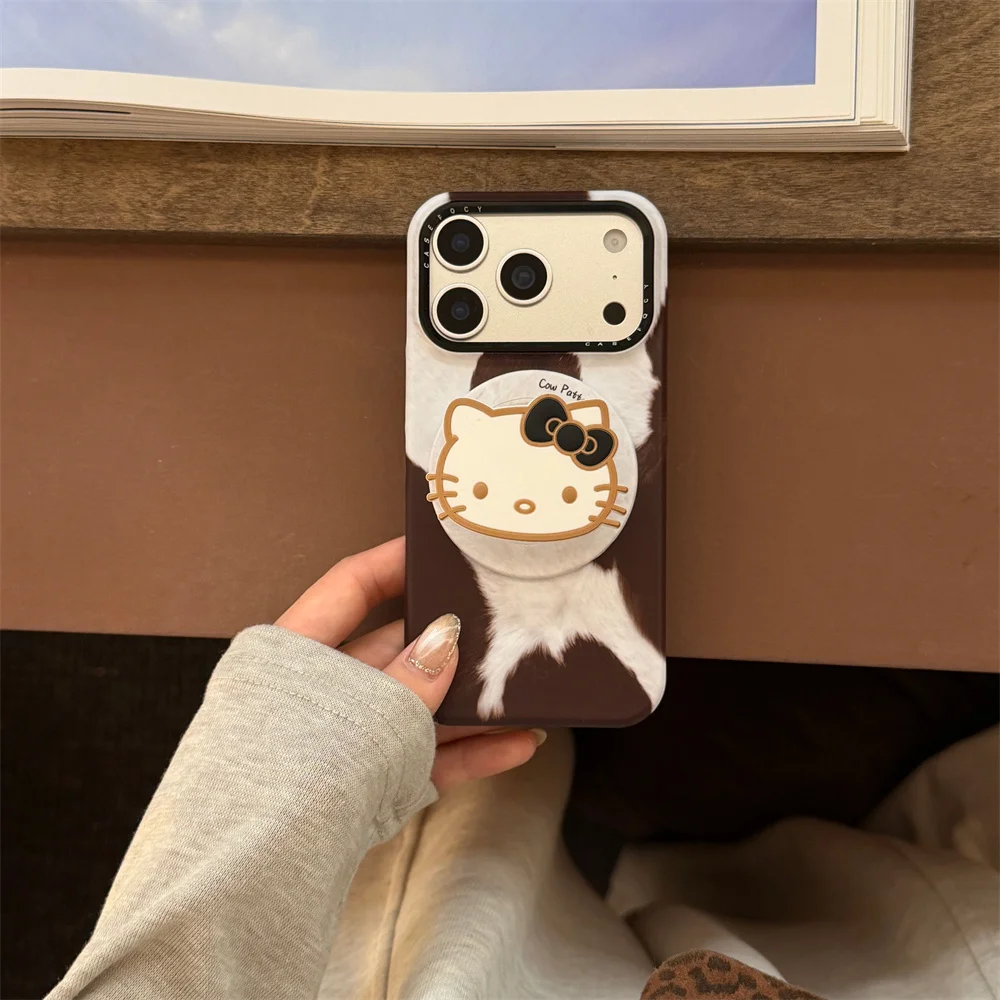 

New Korean creative stand KT cat phone case, suitable for iPhone 17 Pro Max 14 15 16 13 Pro Max Pro Pro anti fall all inclusive