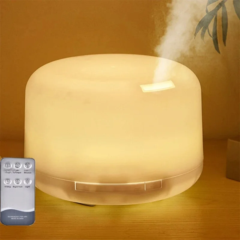 Humidificateur d'air ultrasonique de 500ml, diffuseur d'huile essentielle avec télécommande, Machine d'arôme de bureau, diffuseur de parfum avec veilleuses LED