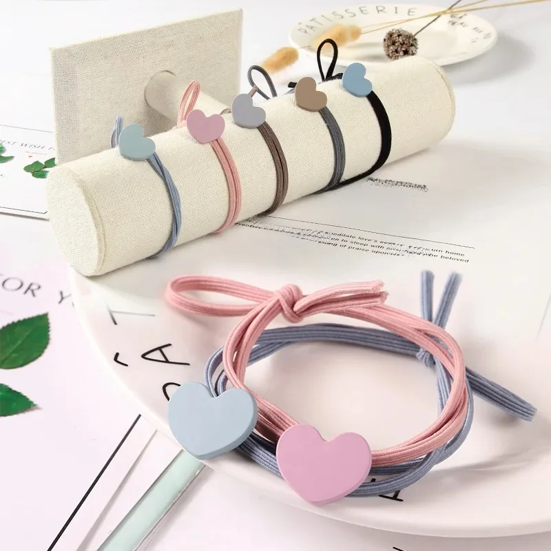 1 sztuk 2018 akcesoria do włosów serce elastyczne gumki pierścień nakrycia głowy dziewczyna elastyczna opaska do włosów kucyk Holder Scrunchy Rope — zdjęcie 2