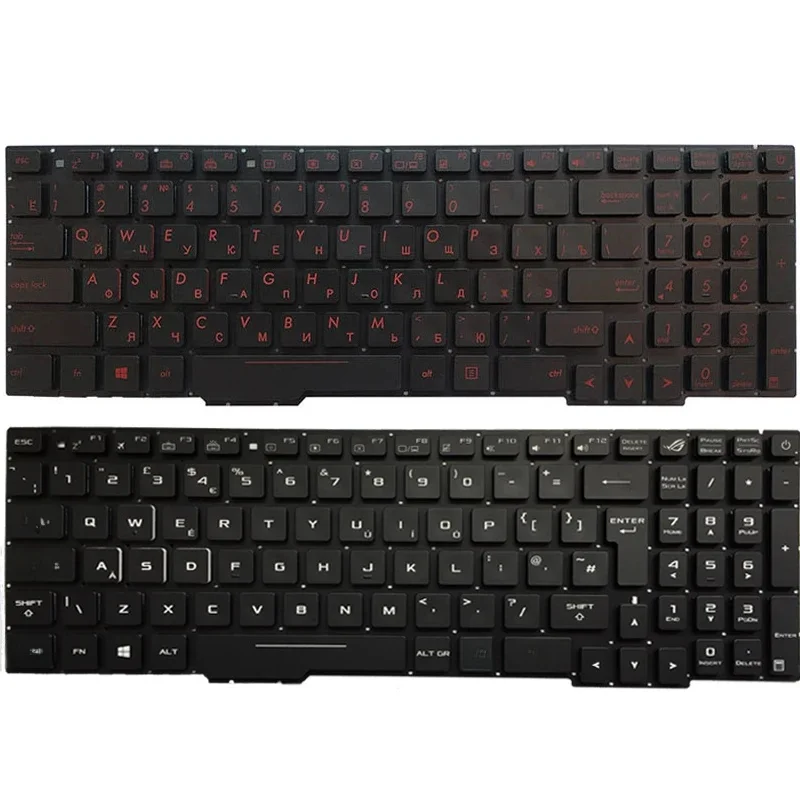 Rosyjska/amerykańska/brytyjska/hiszpańska klawiatura do laptopa ASUS GL753 GL753V GL753VE GL753VD z podświetleniem — zdjęcie 2