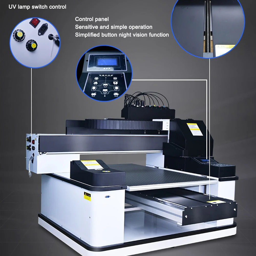 6090 Flatbed for Phone Cases Pen Golf Balls 6090 Glass Bottles White Web Color Factory Price Digital UV Inkjet Printer Machine
