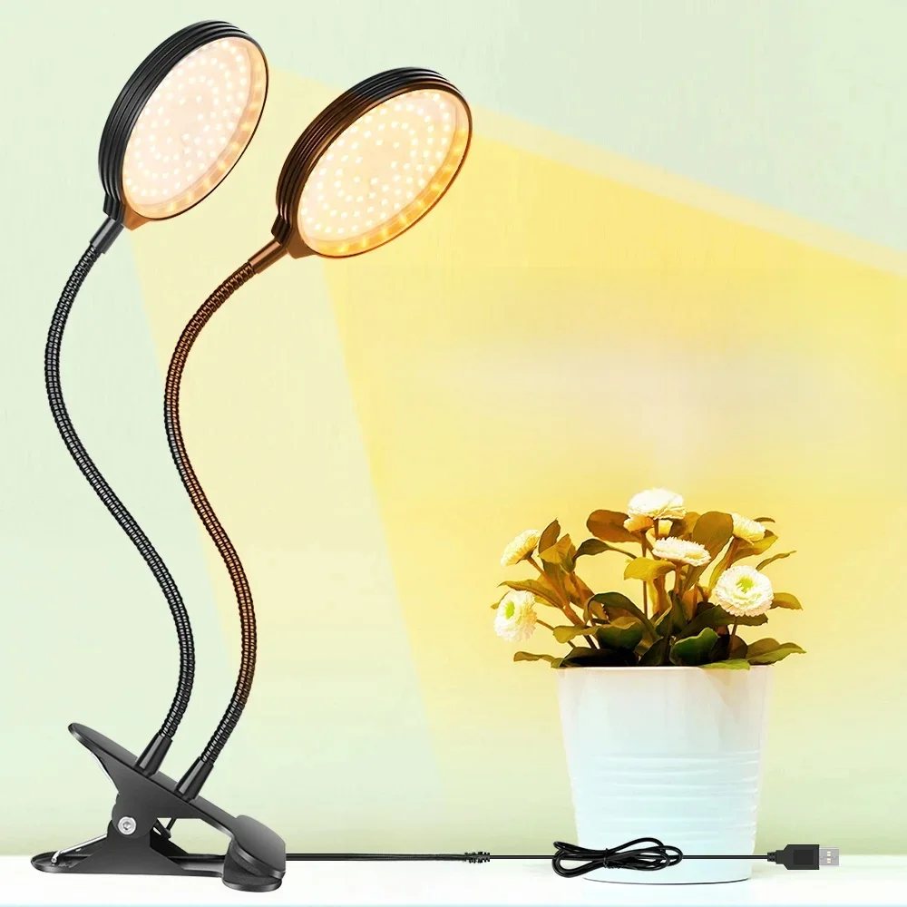 LED Plant Grow Light Full Spectrum USB Vegs Growth Fill Lamp 360°Adjustable Gooseneck Dimmable Timing  Auto On/Off with Clip 5V