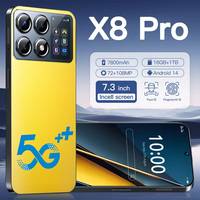 2025 New X8 pro max 7.3HD Global Edition Original Smart Dual Card 7800mAh Battery Facial Recognition Function